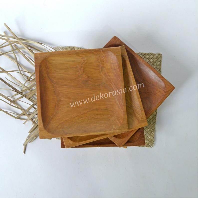 Teak Wood Square Tray Size 5.8 to 9.7 inches